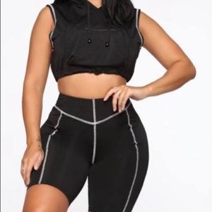 Athletic Short Set Black with White Stitching